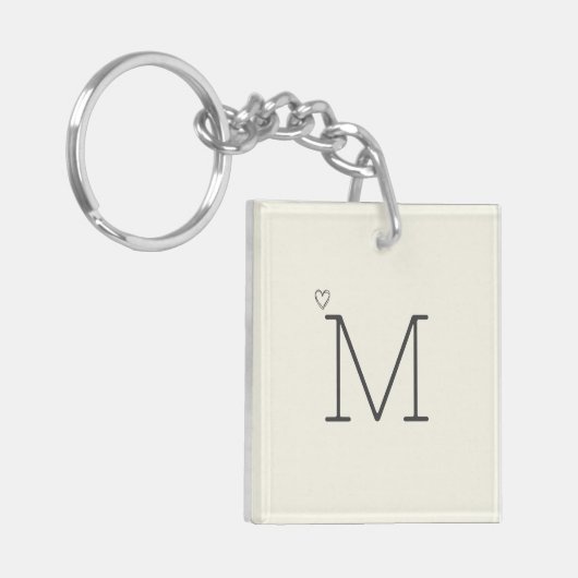 Modern gepersonaliseerd Initiaal Ecru White Sleutelhanger (Voorkant Links)