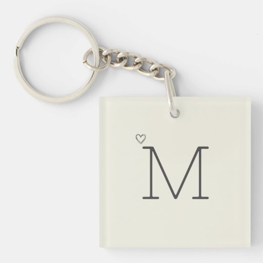 Modern gepersonaliseerd Initiaal Ecru White Sleutelhanger (Voorkant)