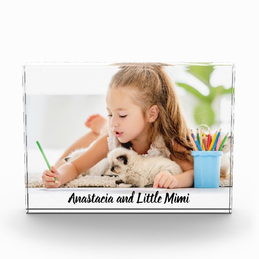 Modern gepersonaliseerd kind en hond fotoblokken (Voorkant)