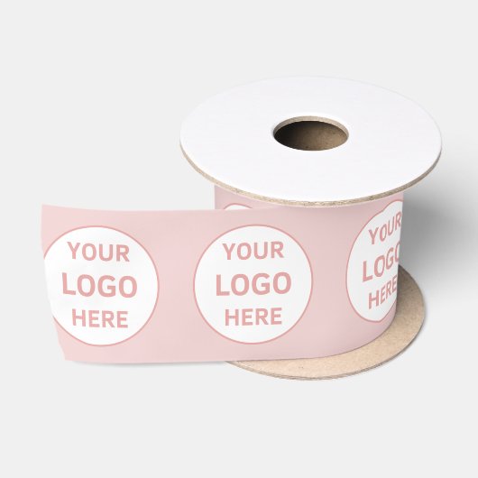 Modern Gepersonaliseerd Logo Roze Satijnen Lint (Spoel)