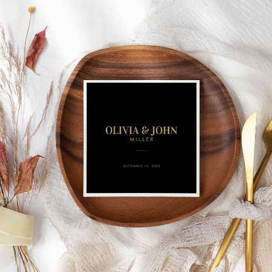 Modern gepersonaliseerd met naam bruiloft receptie servet