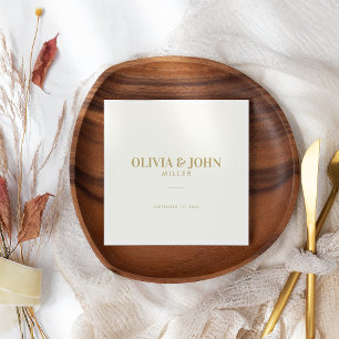 Modern gepersonaliseerd met naam bruiloft receptie servet