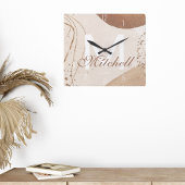 Modern gepersonaliseerd monogram Abstract Vierkante Klok