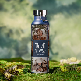 Modern gepersonaliseerd monogram en fotocollage ma waterfles