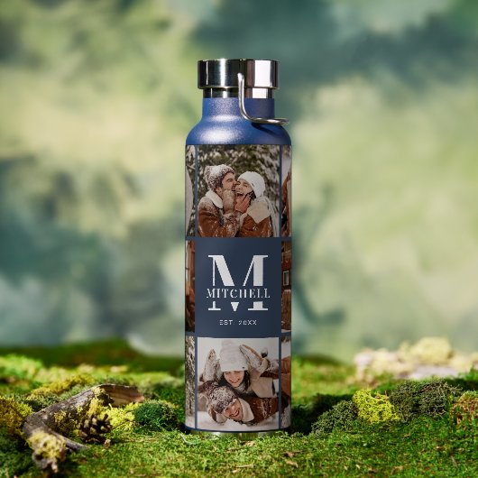 Modern gepersonaliseerd monogram en fotocollage ma waterfles (Buiten)