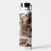 Modern gepersonaliseerd monogram en fotocollage sa waterfles (Achterkant)
