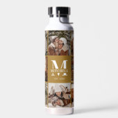 Modern gepersonaliseerd monogram en fotocollage waterfles (Links)