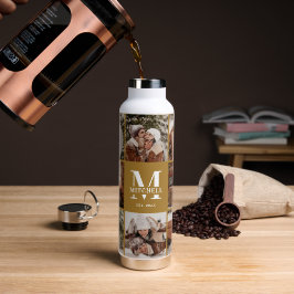 Modern gepersonaliseerd monogram en fotocollage waterfles