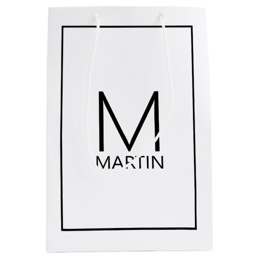 Modern gepersonaliseerd monogram en gemiddeld cade medium cadeauzakje (Voorkant)