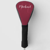 Modern gepersonaliseerd monogram en naam Burgundy  Golfheadcover (Voorkant)