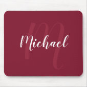 Modern gepersonaliseerd monogram en naam Burgundy  Muismat (Voorkant)