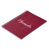 Modern gepersonaliseerd monogram en naam Burgundy  Notitieboek (Linkerzijde)