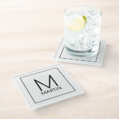 Modern gepersonaliseerd monogram en naam Glass Coa Glazen Onderzetter (Schuin)