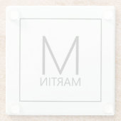Modern gepersonaliseerd monogram en naam Glass Coa Glazen Onderzetter (Achterkant)