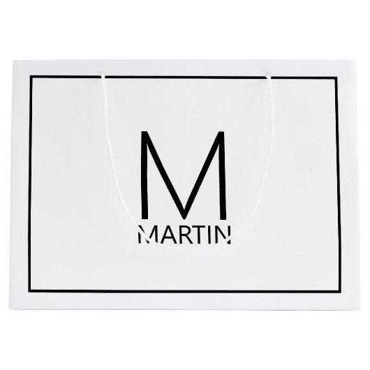 Modern gepersonaliseerd monogram en naam groot cad groot cadeauzakje (Voorkant)