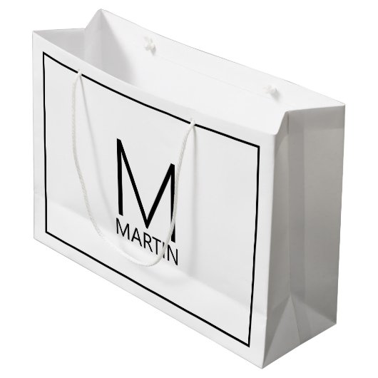 Modern gepersonaliseerd monogram en naam groot cad groot cadeauzakje (Voorkant Gekanteld)