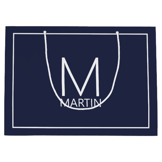 Modern gepersonaliseerd monogram en naam groot cad groot cadeauzakje (Voorkant)