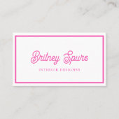 Modern gepersonaliseerd monogram en naam Hot Pink Visitekaartje (Voorkant)