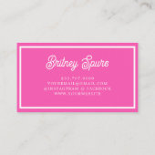 Modern gepersonaliseerd monogram en naam Hot Pink Visitekaartje (Achterkant)