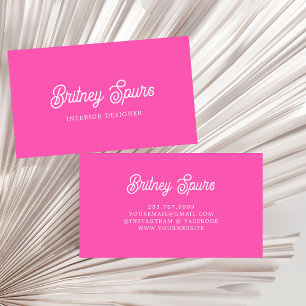 Modern gepersonaliseerd monogram en naam Hot Pink Visitekaartje
