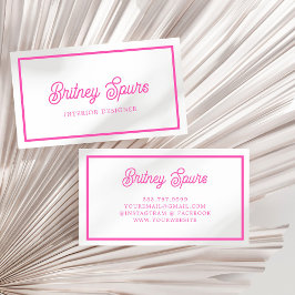 Modern gepersonaliseerd monogram en naam Hot Pink Visitekaartje