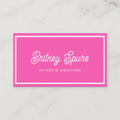 Modern gepersonaliseerd monogram en naam Hot Pink Visitekaartje (Voorkant)