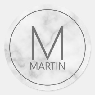 Modern gepersonaliseerd monogram en naam klassieke ronde sticker