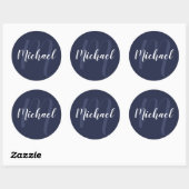 Modern gepersonaliseerd monogram en naam Navy Blue Ronde Sticker (Vel)
