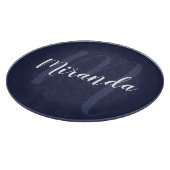 Modern gepersonaliseerd monogram en naam Navy Blue Snijplank (Hoek)