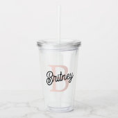 Modern gepersonaliseerd monogram en naam Pastel Pi Acryl Drinkbeker (Voorkant)