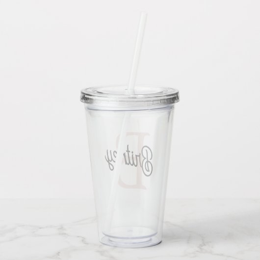 Modern gepersonaliseerd monogram en naam Pastel Pi Acryl Drinkbeker (Achterkant)