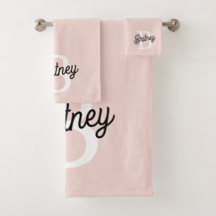 Modern gepersonaliseerd monogram en naam Pastel Pi Bad Handdoek