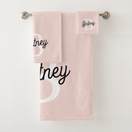 Modern gepersonaliseerd monogram en naam Pastel Pi Bad Handdoek (Insitu)
