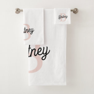 Modern gepersonaliseerd monogram en naam Pastel Pi Bad Handdoek