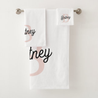 Modern gepersonaliseerd monogram en naam Pastel Pi Bad Handdoek