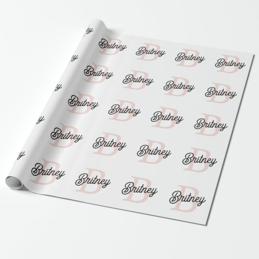 Modern gepersonaliseerd monogram en naam Pastel Pi Cadeaupapier (Uitgerold)