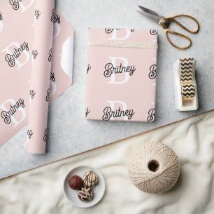 Modern gepersonaliseerd monogram en naam Pastel Pi Cadeaupapier