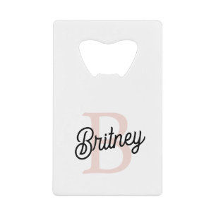 Modern gepersonaliseerd monogram en naam Pastel Pi Creditkaart Flessenopener