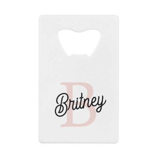 Modern gepersonaliseerd monogram en naam Pastel Pi Creditkaart Flessenopener (Voorkant)
