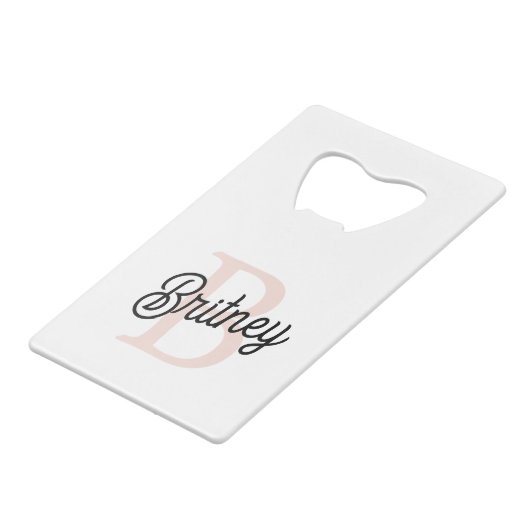 Modern gepersonaliseerd monogram en naam Pastel Pi Creditkaart Flessenopener (Voorkant Gekanteld)