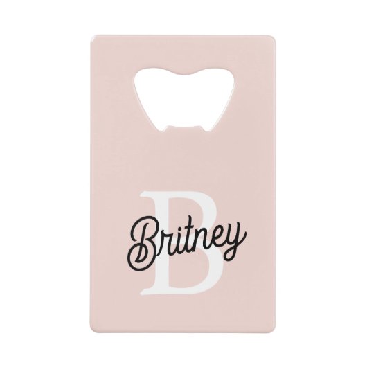 Modern gepersonaliseerd monogram en naam Pastel Pi Creditkaart Flessenopener (Voorkant)