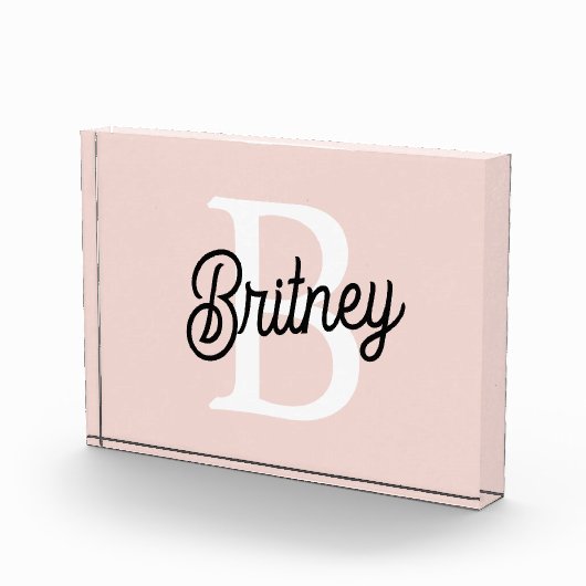 Modern gepersonaliseerd monogram en naam Pastel Pi Fotoblokken (Rechts)