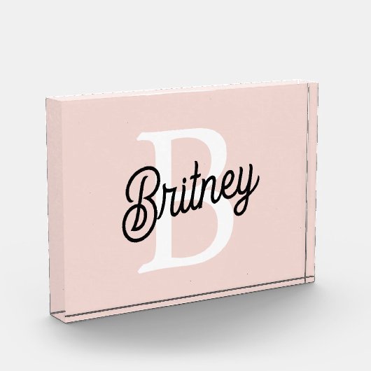 Modern gepersonaliseerd monogram en naam Pastel Pi Fotoblokken (Links)