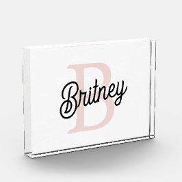 Modern gepersonaliseerd monogram en naam Pastel Pi Fotoblokken