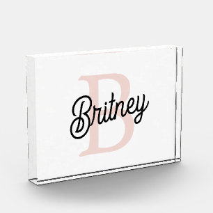 Modern gepersonaliseerd monogram en naam Pastel Pi Fotoblokken