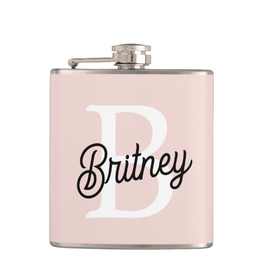 Modern gepersonaliseerd monogram en naam Pastel Pi Heupfles (Voorkant)