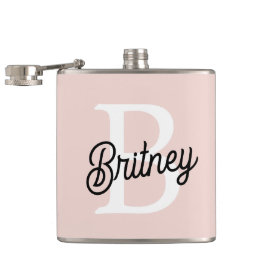 Modern gepersonaliseerd monogram en naam Pastel Pi Heupfles