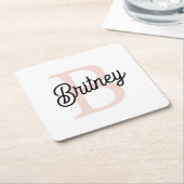 Modern gepersonaliseerd monogram en naam Pastel Pi Kartonnen Onderzetters (Schuin)