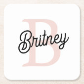 Modern gepersonaliseerd monogram en naam Pastel Pi Kartonnen Onderzetters (Voorkant)