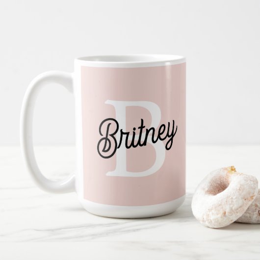 Modern gepersonaliseerd monogram en naam Pastel Pi Koffiemok (Met donut)